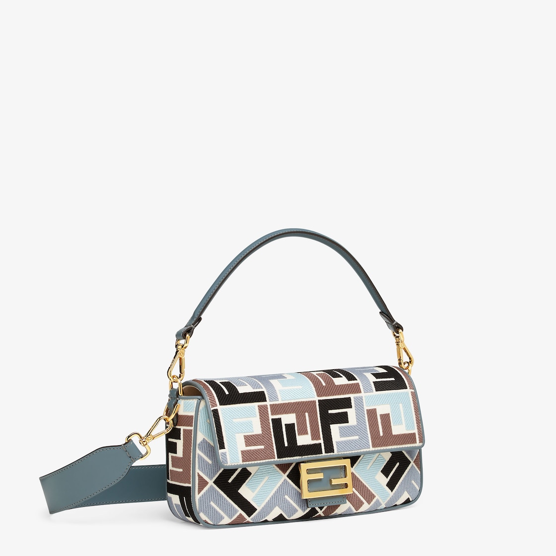 Baguette Canvas Bag With Multicolor FF Embroidery - Image 2